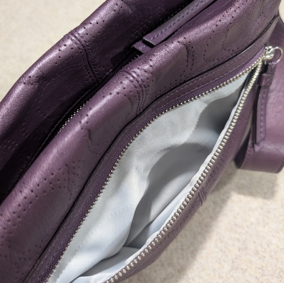 Coach Perforated Signature Leather Shoulder/Crossbody Bag (Style #F19257)  Plum - Picture 10 of 15